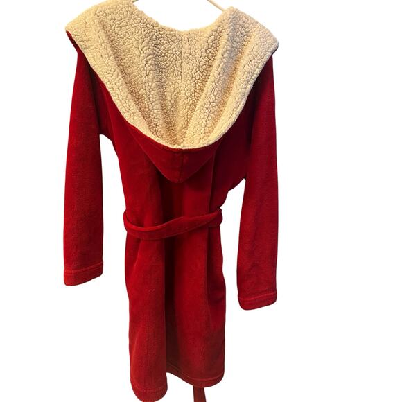 VICTORIA'S SECRET Cozy Plush Sherpa Hooded Robe Red Fleece Bathrobe - Picture 3 of 9